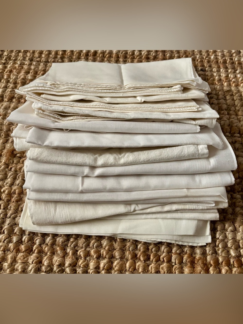Soft Cream Vintage Handkerchiefs Lot.